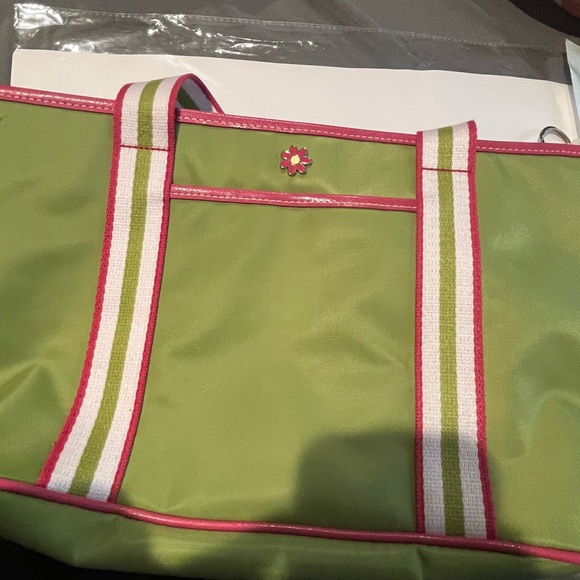 Green and Pink Striped Tote - Picture 4 of 6